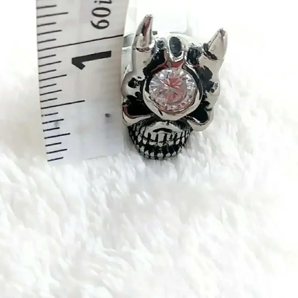 Unisex Skull Ring Gothic Biker Punk Stainless Steel Nickel Free Hypoallergenic